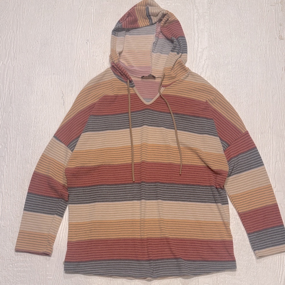 Women’s BomBom Made In USA Striped Hoodie So Soft Size XL